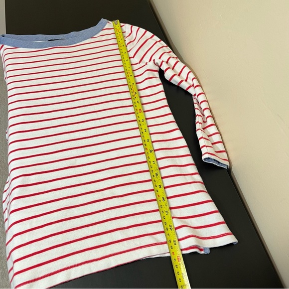 Nautica Red and White Stripes Blue Cuffs Top - Picture 11 of 12